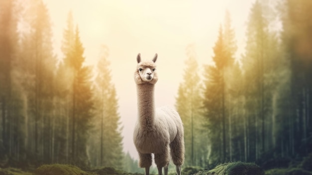 Lama animal HD 8K wallpaper background Stock Photographic Image