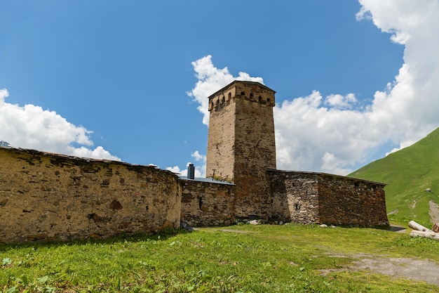 Lamaria old church in village Ushguli Upper Svanetia region, Georgia