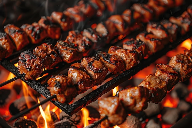 lamb being grilled on coal professional advertising food photography