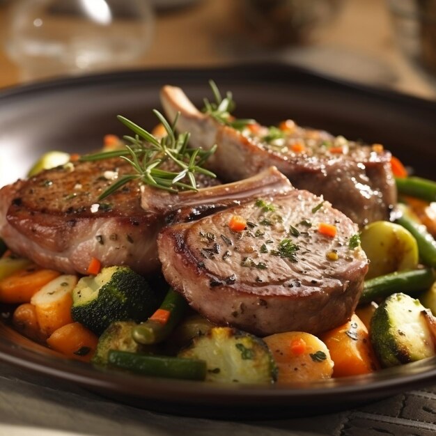 Lamb chops with vegetables