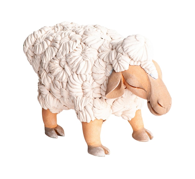 A lamb clay oriental souvenir on a white background