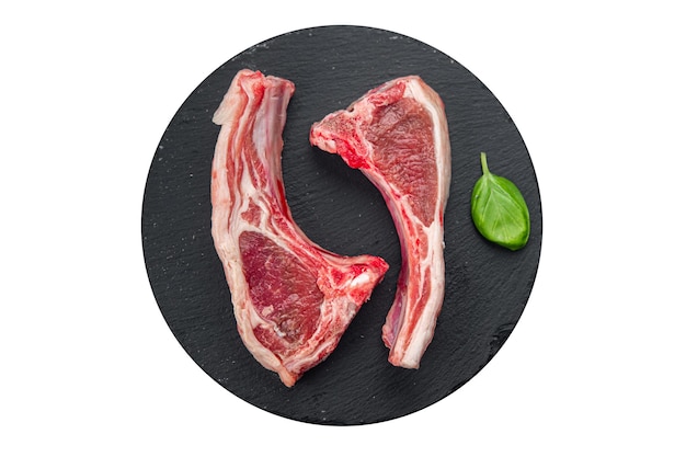 Photo lamb cutlet meat on the bone raw slice meal food snack on the table copy space food background