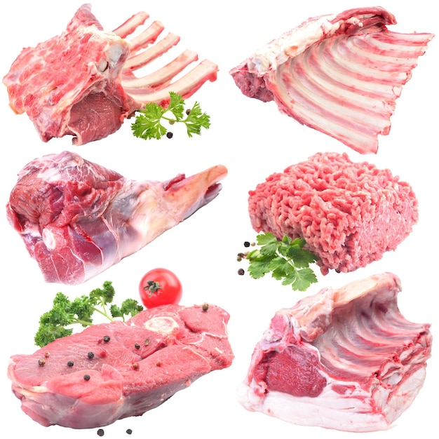 Photo lamb meat on a white background