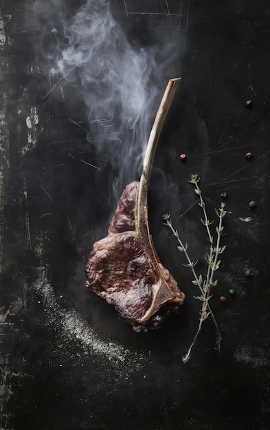 Foto costole di carne di agnello fresche con erbe