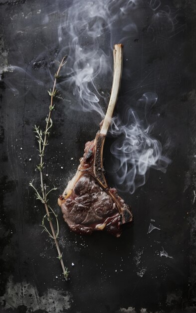 Foto costole di carne di agnello fresche con erbe