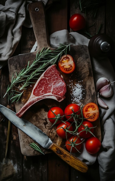 Foto costole di carne di agnello fresche con erbe