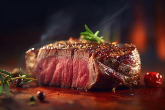 A Lamb Rib grill with meat on it and a fire in the background