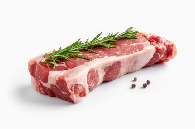 Lamb Ribs meat and herbs isolated on white Generative AI