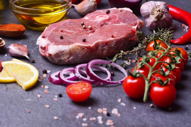 Lamb steak with spices and vegetables