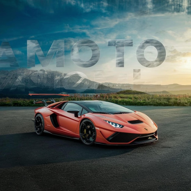 Автомобиль Lamborghini в красивом месте