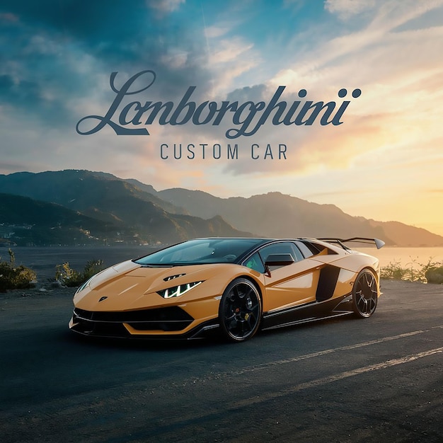 Photo lamborghini car in beautiful place