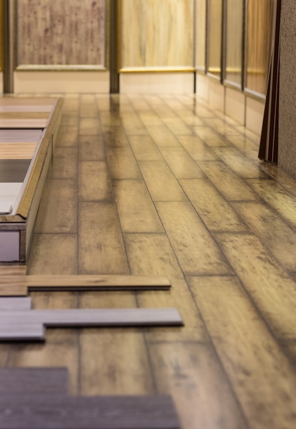 laminate flooring with brown wood pattern