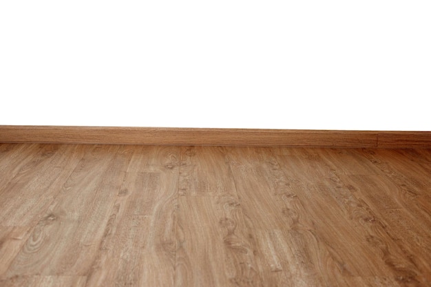 Laminate wood floor with blank white wall