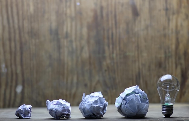 Lamp and crumpled paper