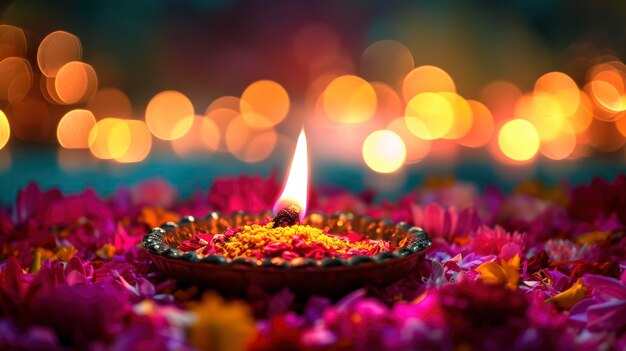 A lamp in Diwali Background