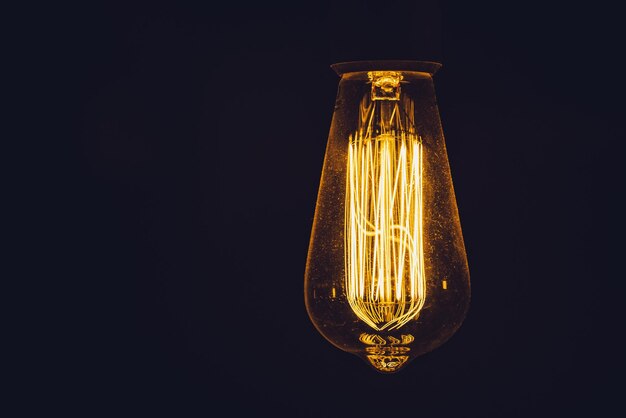 Lamp filament on a black background