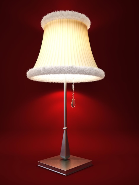 Lamp geïsoleerd op rode achtergrond 3D-rendering