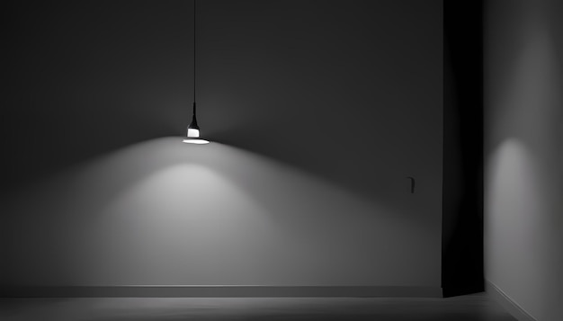 Photo a lamp hanging from a wall that has a light on it