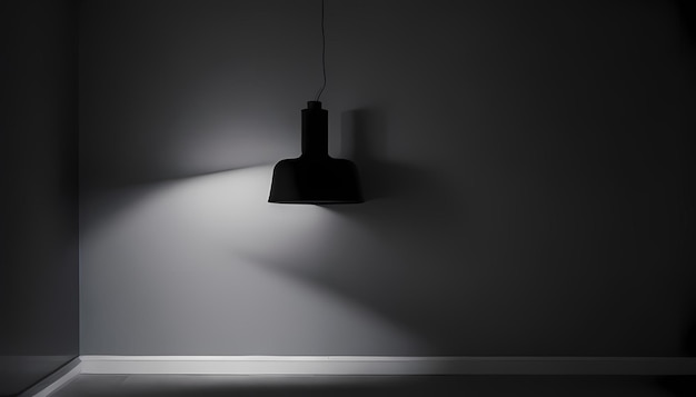 a lamp hanging on a wall with a light shining on it