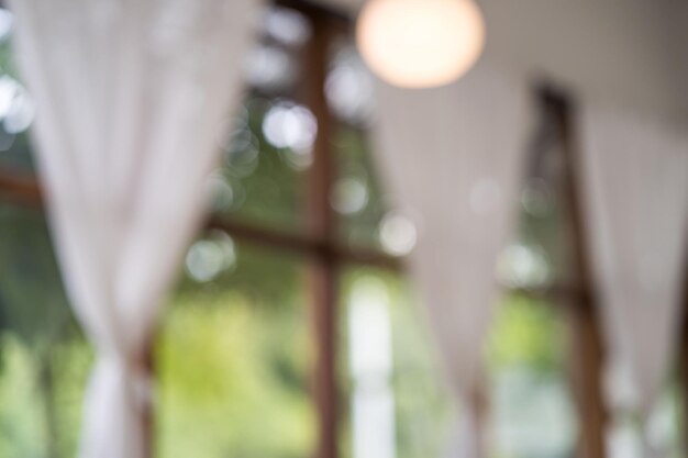 Photo a lamp hangs from a ceiling in a dining room.