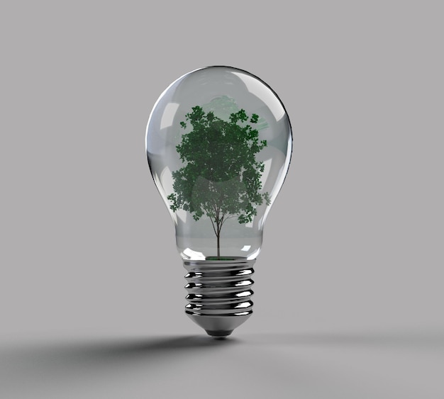 Lamp lightbulb inside tree palm leaf natural environment plant symbol business creative idea strategy innovation technology energy power life future solar alternative save earth world global climate