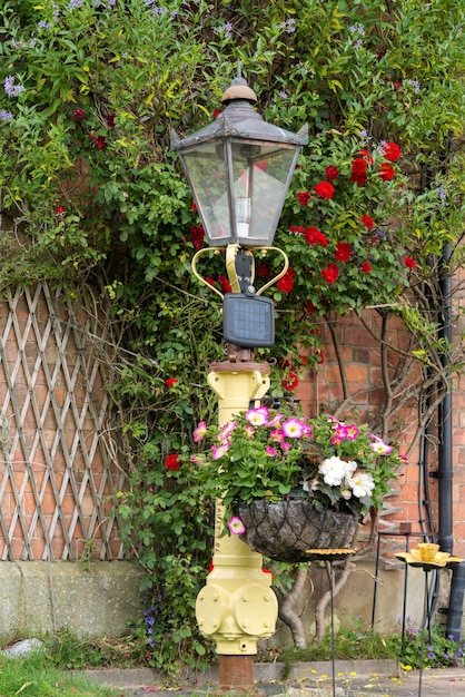 Lamp post at the old railway station in Bettisfield, Clwyd, Wales