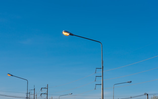 lamp post with bright light bulb