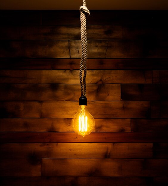 Photo lamp suspended by a rope