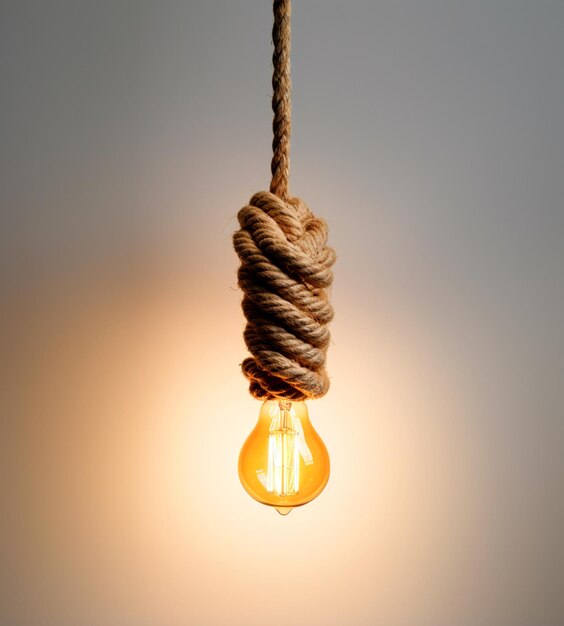 Photo lamp suspended by a rope