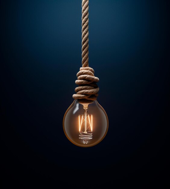 Photo lamp suspended by a rope