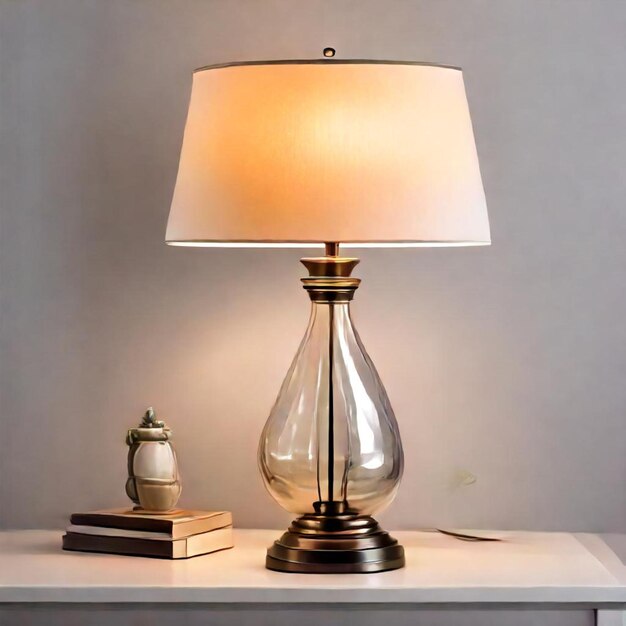 Photo a lamp on a table with a lamp on it