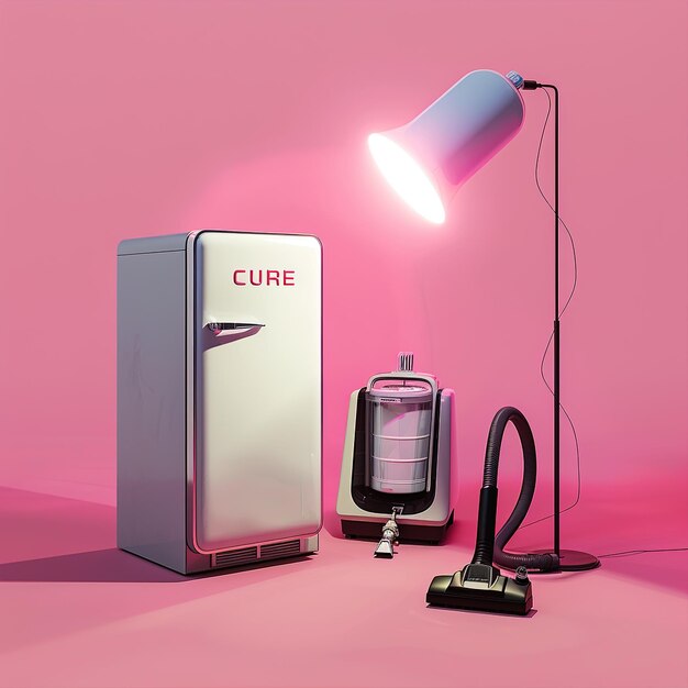 a lamp that is on a pink background