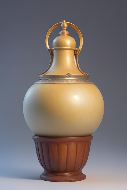 A lamp with a brown and white base and a gold base.