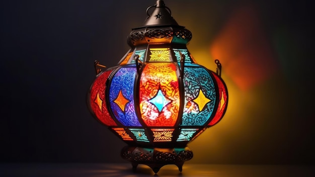 A lamp with a colorful design that says'i love you '