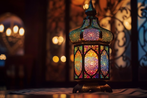 A lamp with the colors of the arabic lamp generative ai