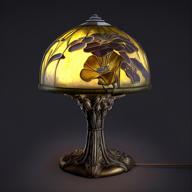 A lamp with a flower motif on it