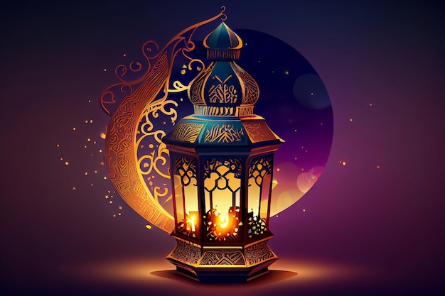 A lamp with a gold pattern on it Ramadan lantern Arabic lantern Islamic lantern Ramadan lamp