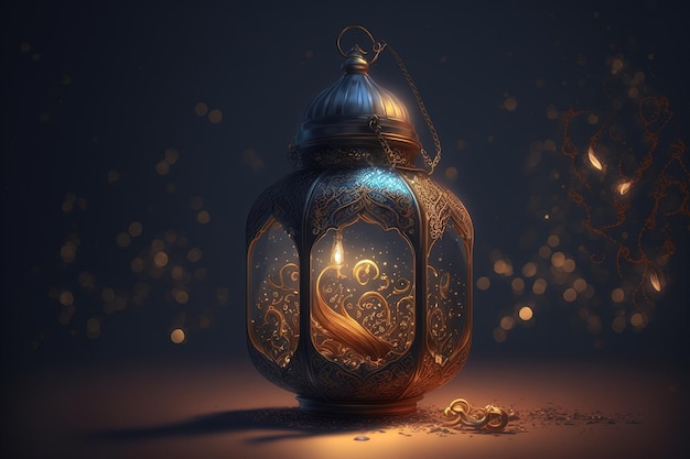 A lamp with a golden heart on it