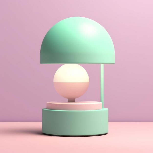 A lamp with a green base and a white egg on it.