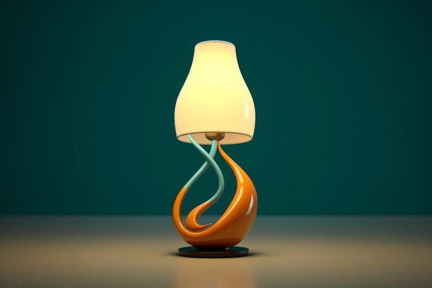 A lamp with a light on it that is turned on