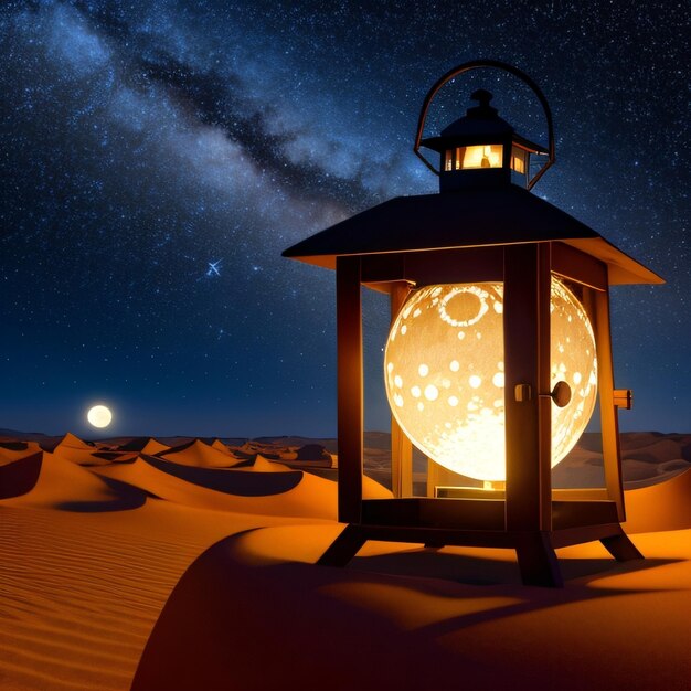 A lamp with the milky way in the background