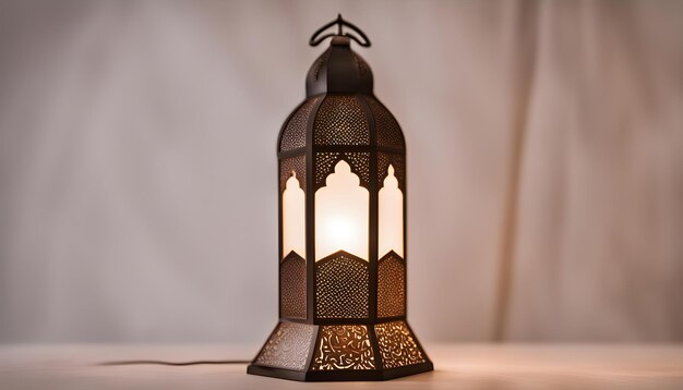 Photo a lamp with a mountain range on the top