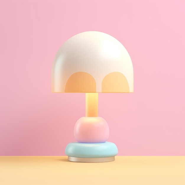 Photo a lamp with a mushroom shaped light on a table.