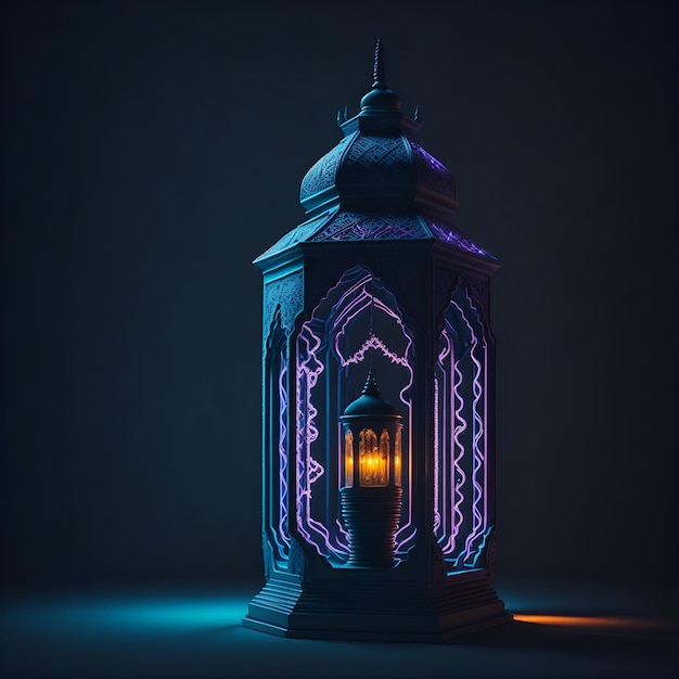 A lamp with neon lights that says'eid'on it