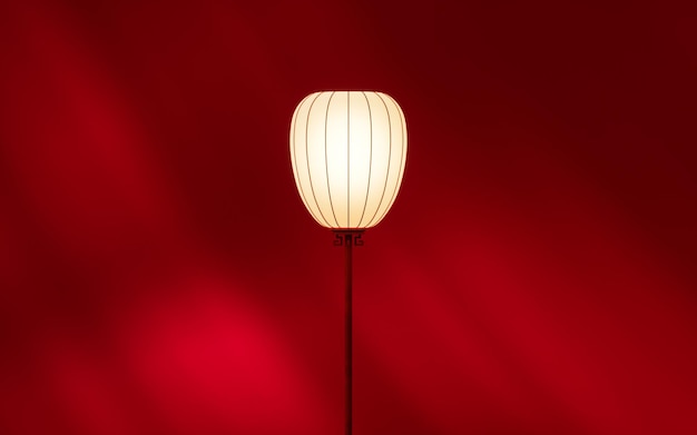 Photo a lamp with red background 3d rendering