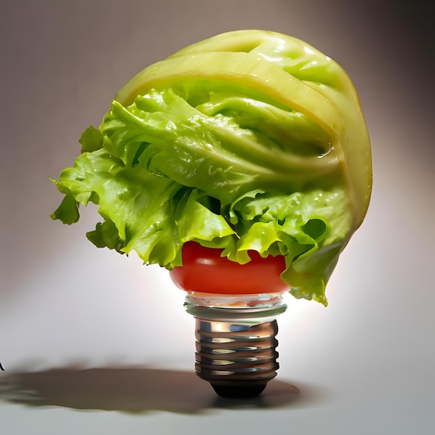 Foto una lampada con una tonalità di lattuga e una base