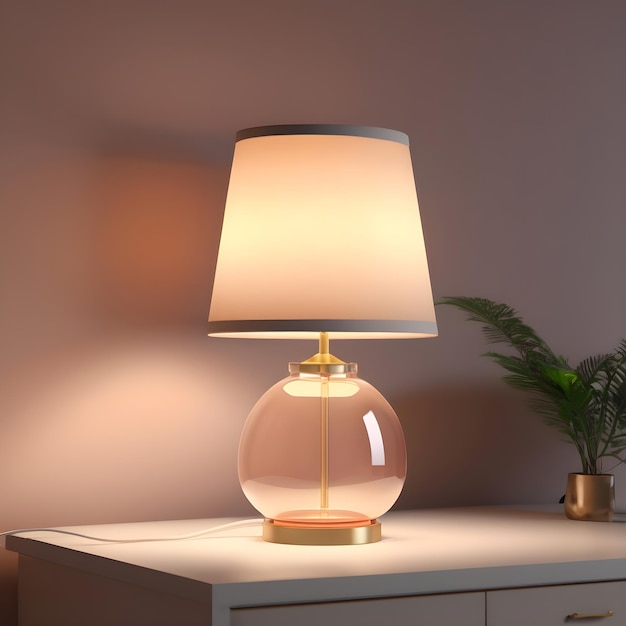 a lamp with a white shade that says quot the name quot on it