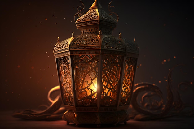 A lamp with the word ramadan on it