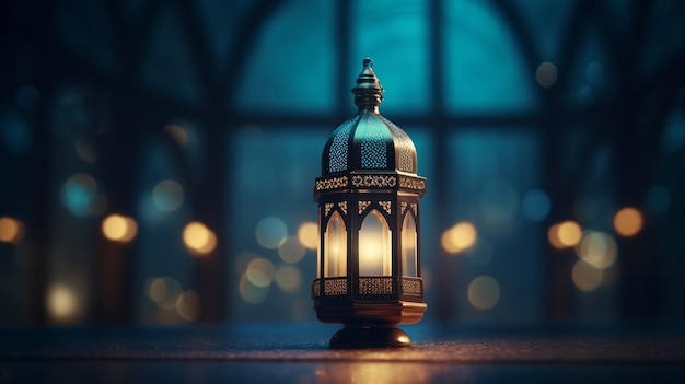 A lamp with the word ramadan on it