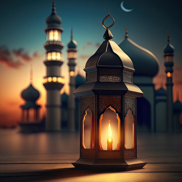 A lamp with the word ramadan on it